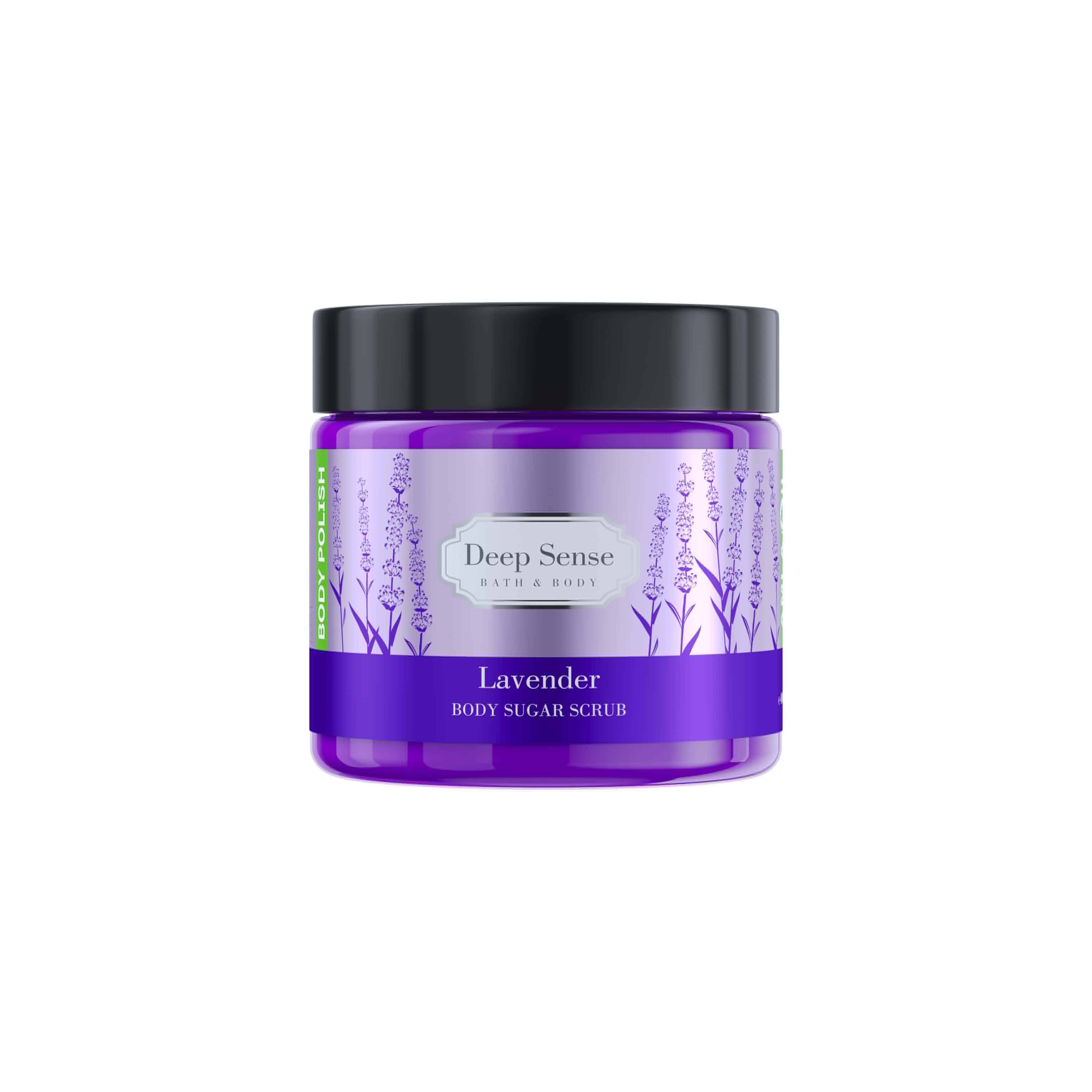 اسکراب بدن شکری دیپ سنس مدل  اسطوخودوس (Lavender) حجم 400 میلی لیتر