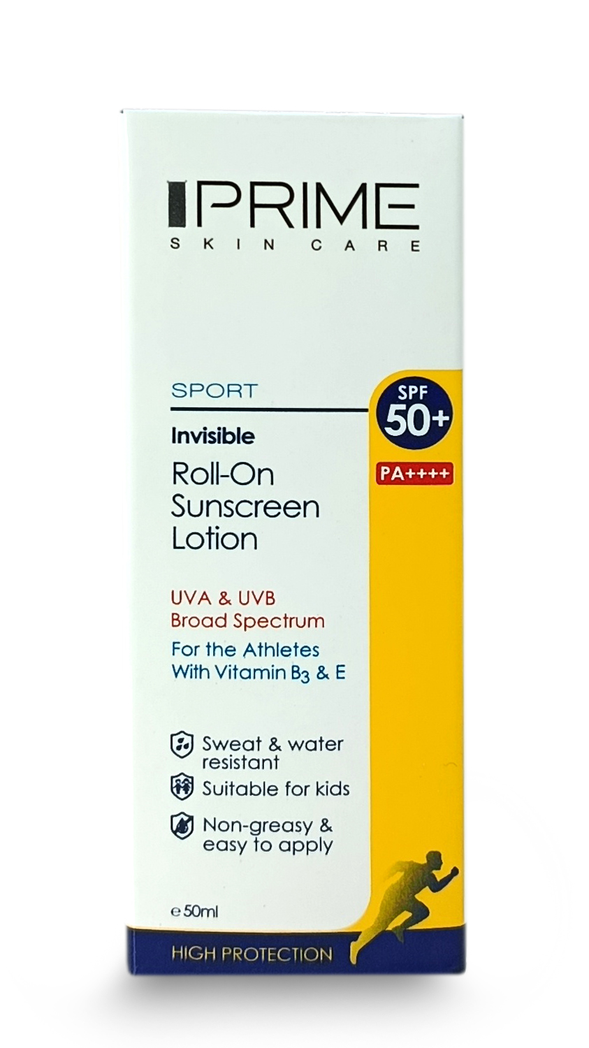 لوسیون ضد آفتاب رول‌آن اسپرت پرایم SPF50+ مدل Invisible حجم 50 میلی‌لیتر