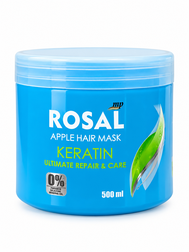 ماسک مو سیب کراتین رزال مدل Apple Hair Mask مناسب موهای خشک و آسیبدیده 500ml (بدون سولفات)
