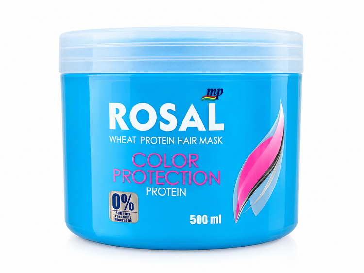 ماسک مو پروتئین گندم روزال مدل Color Protection حجم 500ml (بدون سولفات)